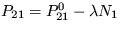 $P_{21}=P_{21}^0-\lambda N_1$