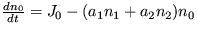 $\frac {dn_0}{dt}=J_0-(a_1n_1 +a_2n_2)n_0$