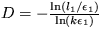 $D=-\frac {\ln (l_1/\epsilon_1)}{\ln (k\epsilon_1)}$