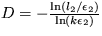 $D=-\frac {\ln (l_2/\epsilon_2)}{\ln (k\epsilon_2)}$