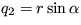 $ q_2= r \sin \alpha $