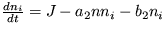 $ \frac {dn_i}{dt}=J - a_2nn_i-b_2n_i $
